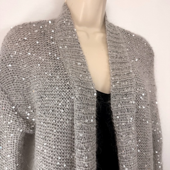 Express Gray Sequined Long Sweater - Picture 4 of 16